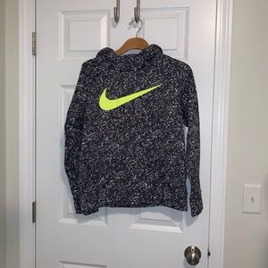 Nike Black/white Speckled Hoodie Neon Green Swoosh